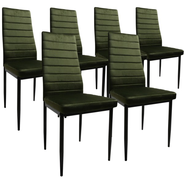 Zestaw 6 szt krzeseł DankorDesign Brand welur zielony khaki