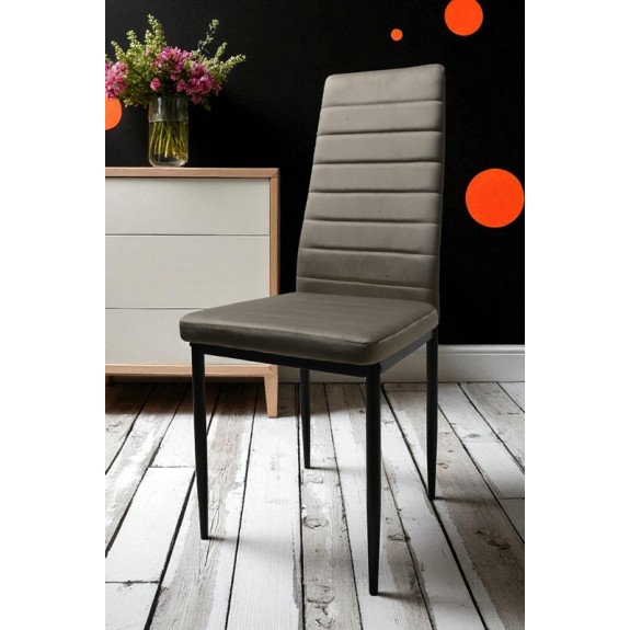 Zestaw 6 szt krzeseł DankorDesign Brand welur mleczno szary