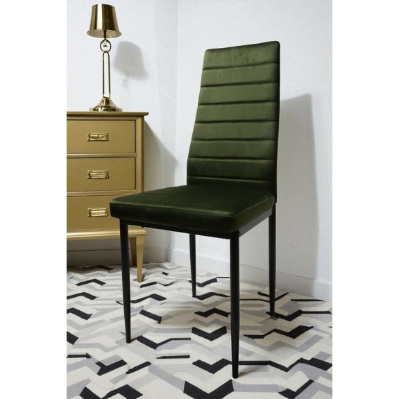 Zestaw 4 szt krzeseł DankorDesign Brand welur zielony khaki