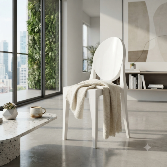 Krzesło Dankor Design Victoria Białe Poliwęglan Ghost Chair