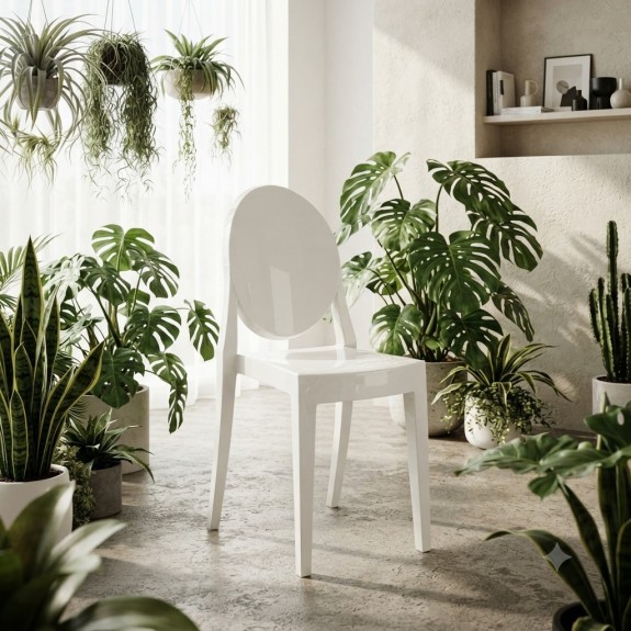 Krzesło Dankor Design Victoria Białe Poliwęglan Ghost Chair