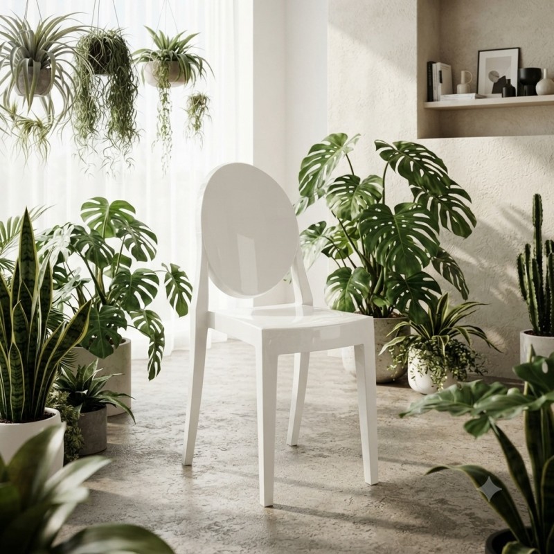 Krzesło Dankor Design Victoria Białe Poliwęglan Ghost Chair